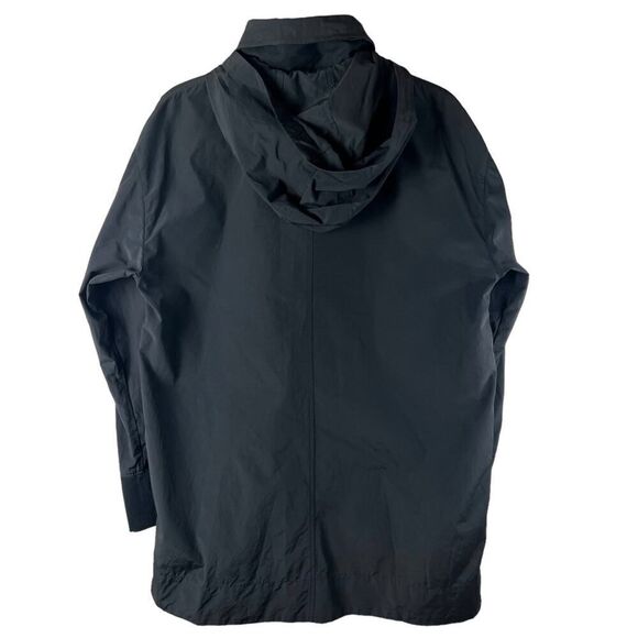 Eileen Fisher Lightweight Cotton Nylon Stand Collar Long Coat Black Sz S - Picture 8 of 8